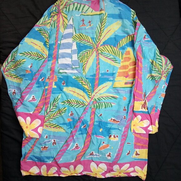 Vintage Ken Done Art To Wear Hawaiian Shirt & Pants Set - Picture 6 of 9